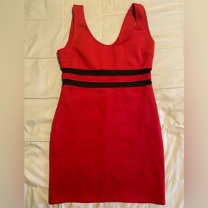 Red Forever 21 Mesh Waist Bodycon Dress Size L